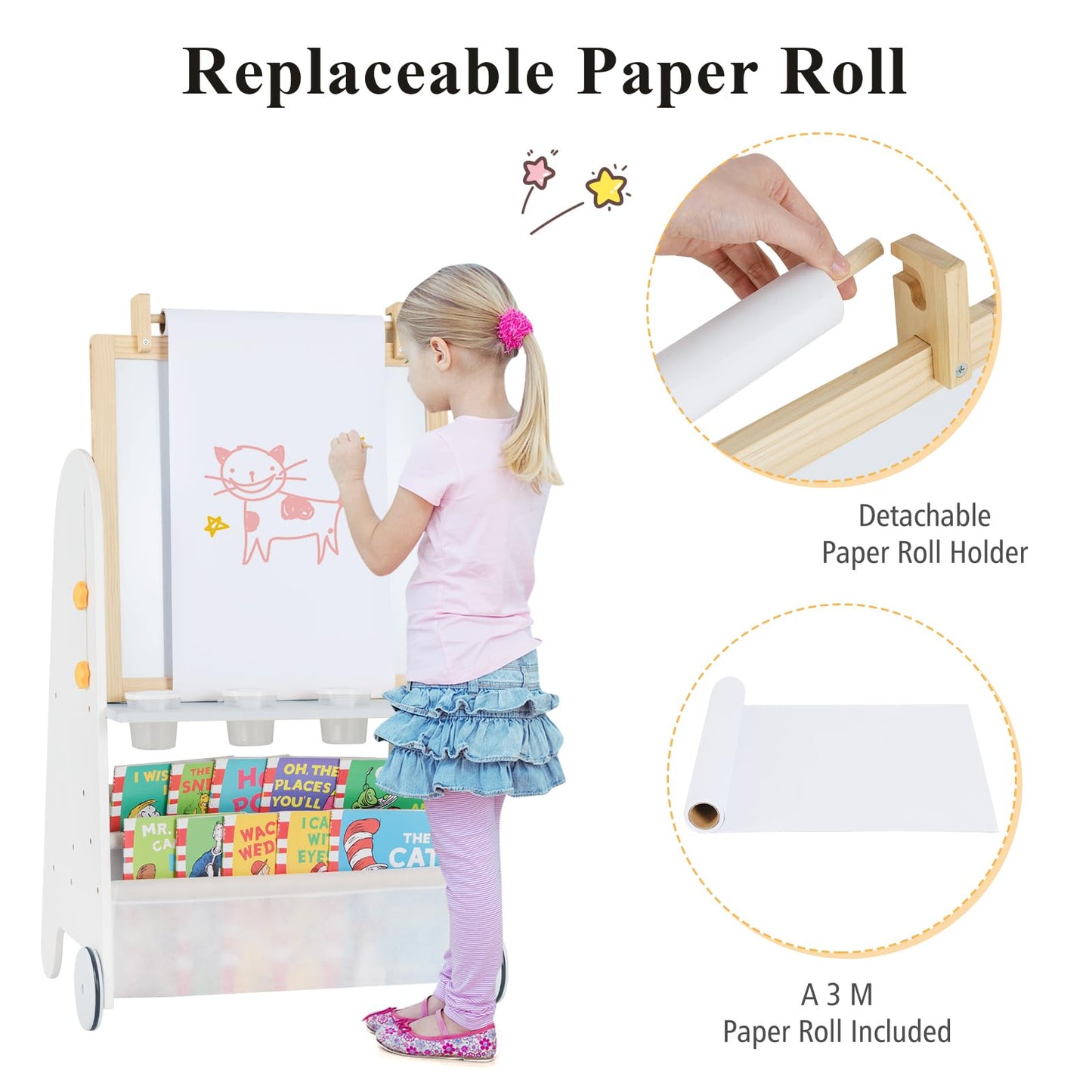 4-in-1 Toddler Activity Table Set with Magnetic Whiteboard and Bookshelves