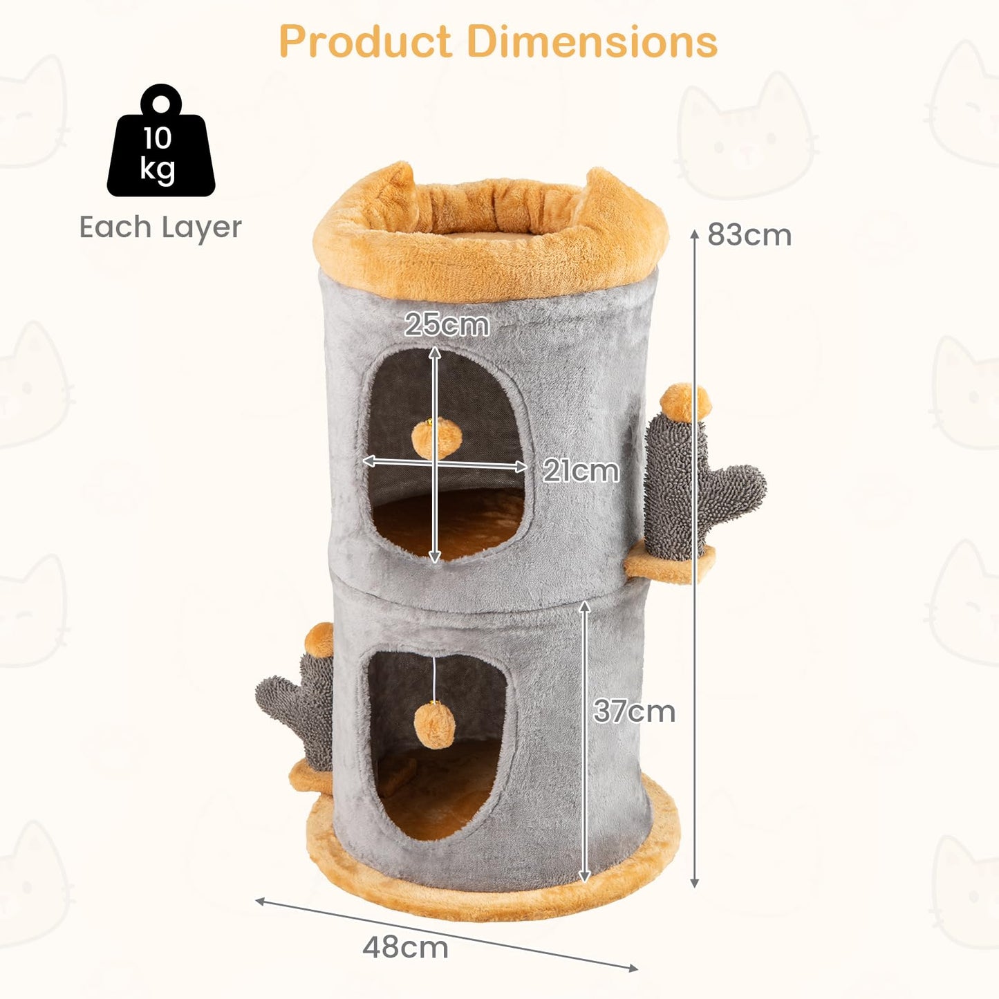 Cute Small Cat Tree Tower with Cozy Condos and Plush Danging Balls