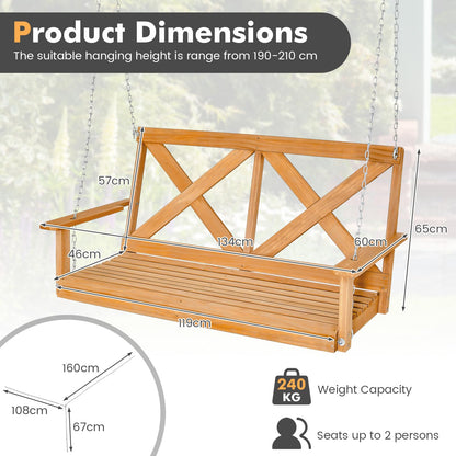 2 Seater Solid Wood Garden Swing Chair