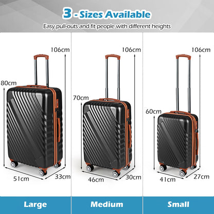 Large/Medium/Small Carry on Suitcase Sets with Premium Wheels and TSA Approved Lock