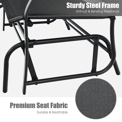 Patio Double Steel Frame Fabric Swing Gliding Chair Loveseat