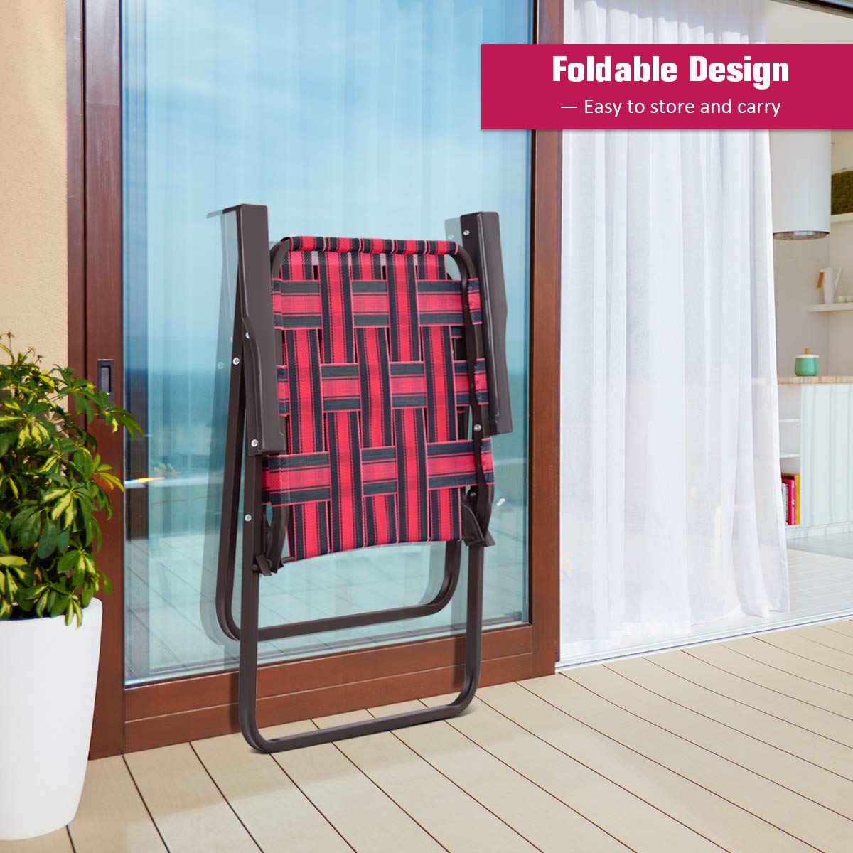 6 PCS Folding Lightweight Beach Camping Chair with Armrest