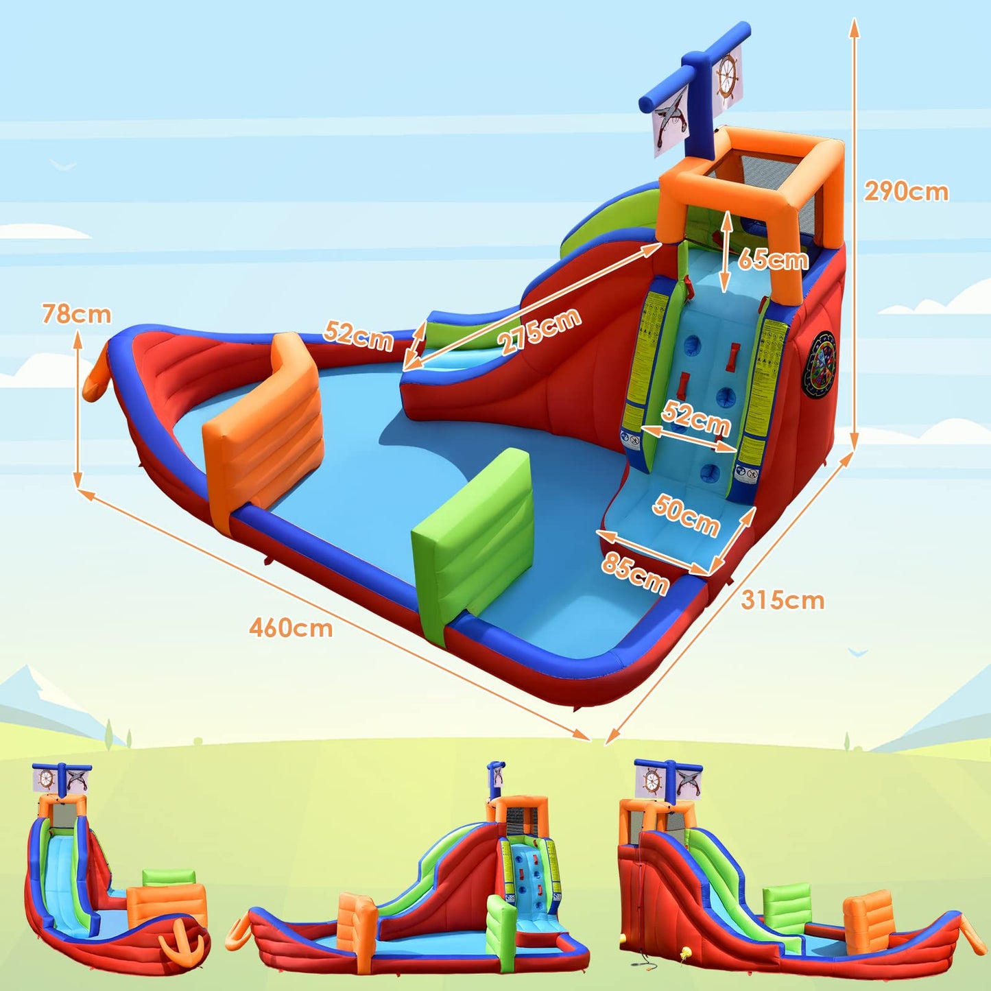 Outdoor 6 in 1 Inflatable Water Slide with Water Guns