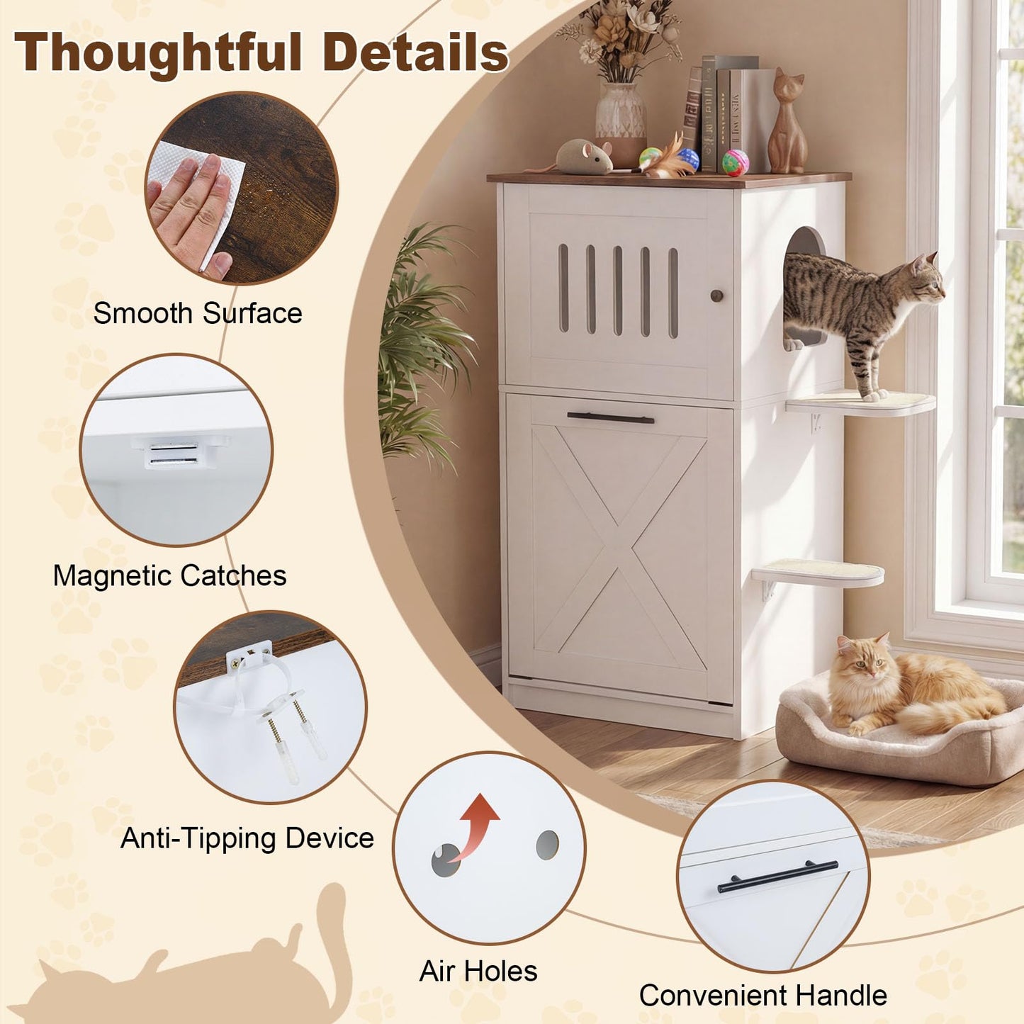 Cat Litter Box Enclosure Furniture Hidden Litter Box for Kitten
