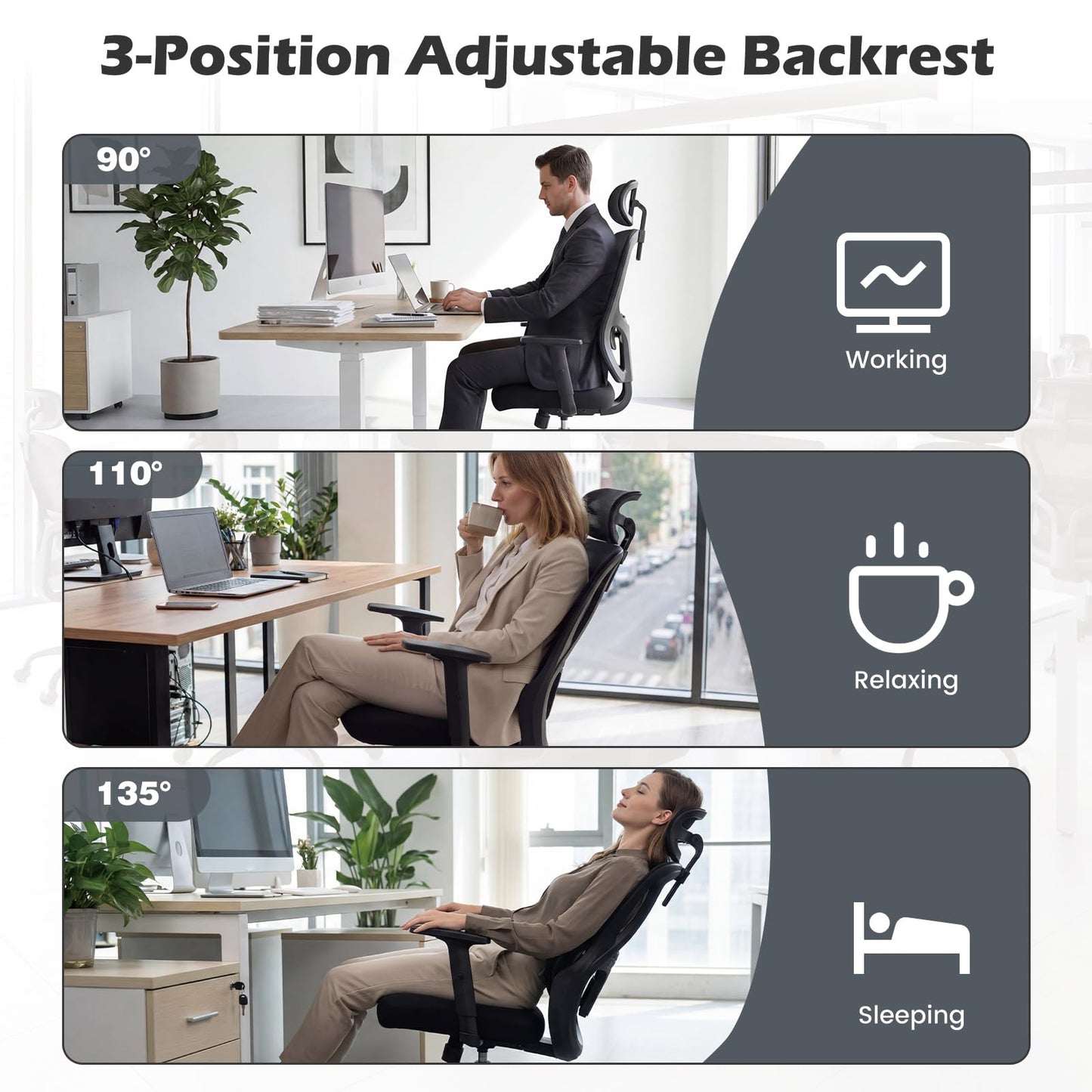 Ergonomic Office Chair, High Back Swivel Computer Desk Chair