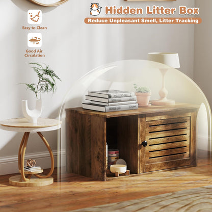 Cat Litter Box Enclosure Hidden Cat Washroom with Winding Entry