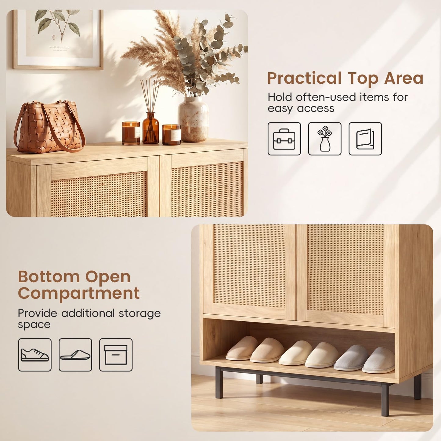 108CM Tall Shoe Cabinet 6-Tier with 2 Doors and Adjustable Shelves