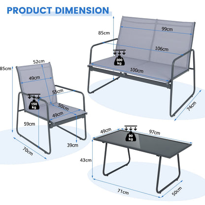 Outdoor Conversation Furniture Table Chairs Set for Balcony Lawn Poolside