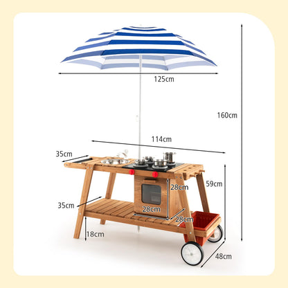 Outdoor Wooden Mud Kitchen for Kids Toddlers