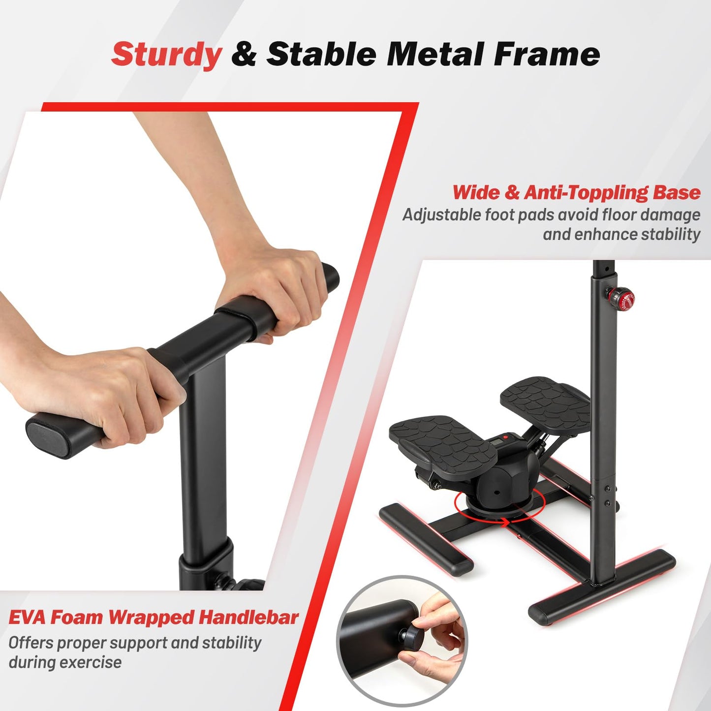 Twist Stepper with Adjustable Handlebar and LCD Monitor