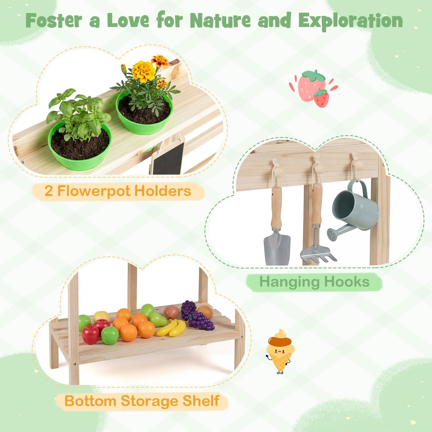 Mud Kitchen, Outdoor Kids Play Kitchen with Stoves, Sink, Rotation Knobs