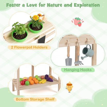 Mud Kitchen, Outdoor Kids Play Kitchen with Stoves, Sink, Rotation Knobs