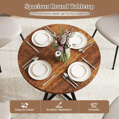 80cm Round Dining Table with Metal Pedestal Base and Adjustable Foot Pads