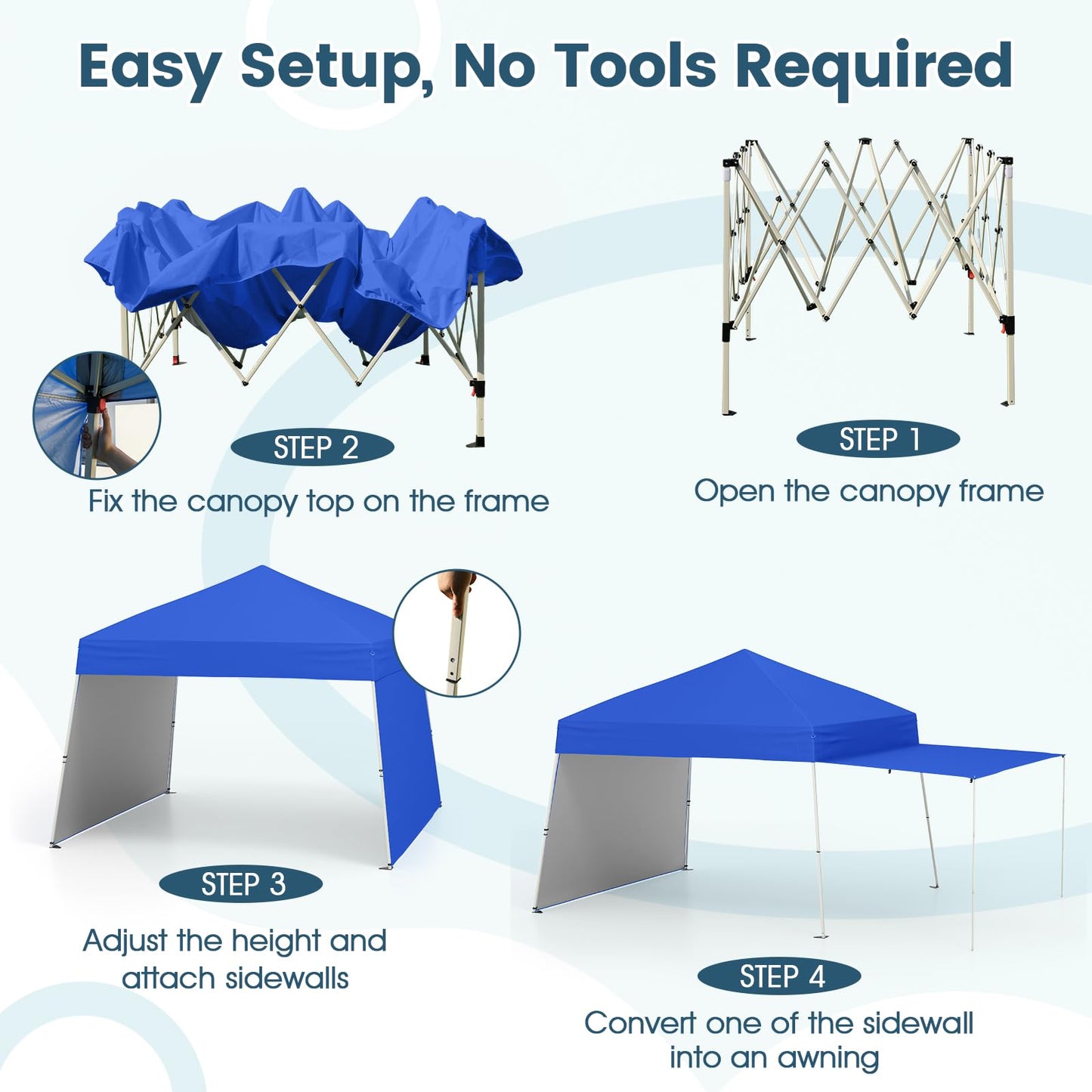 Pop up Canopy Tent with 2 Sidewalls Easy Setup Outdoor Sun Shelter