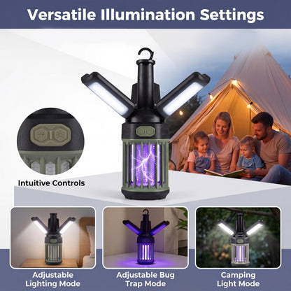 Outdoor Bug Zapper with Foldable Lantern USB-C Rechargeable for Camping