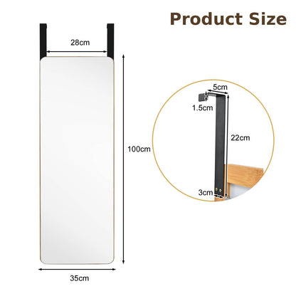 Rectangle Wall Mounted Mirror with Bamboo Frame and Round Corners