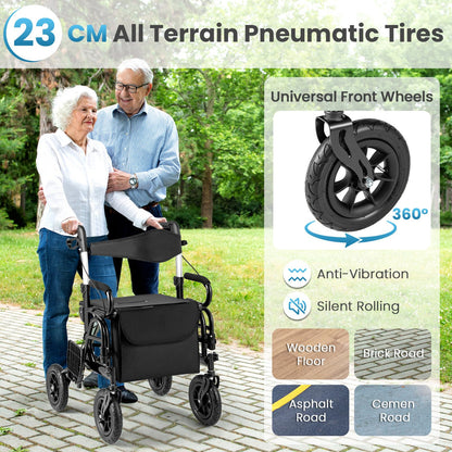Wheeled Walking Frame Transfer Wheelchair with Seat