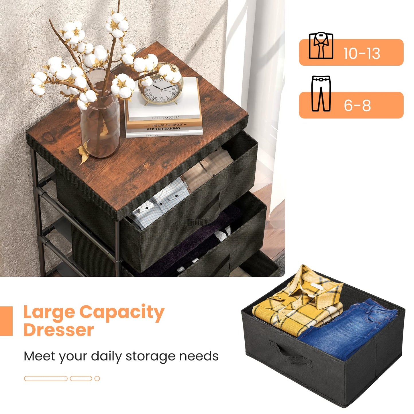 Fabric Storage Organizer Tower Unit with Removable Lid