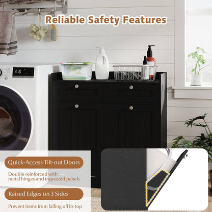 Double Tilt-Out Laundry Hamper Cabinet with Removable Baskets