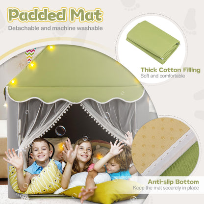 Large Kids Play House with Washable Mat and Star Lights