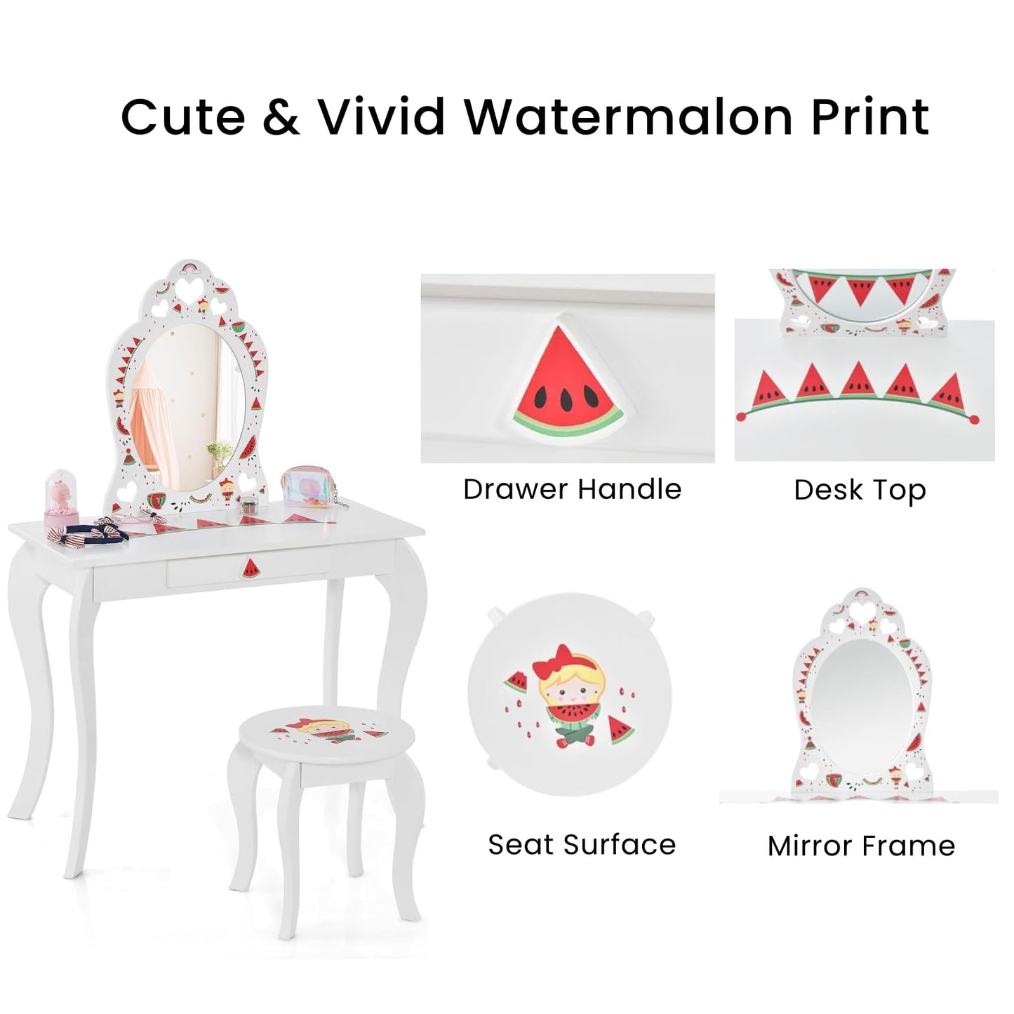 2-in-1 Kids Vanity Set with Mirror and Drawer