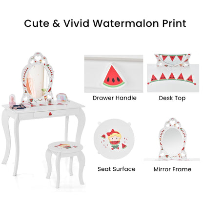 2-in-1 Kids Vanity Set with Mirror and Drawer