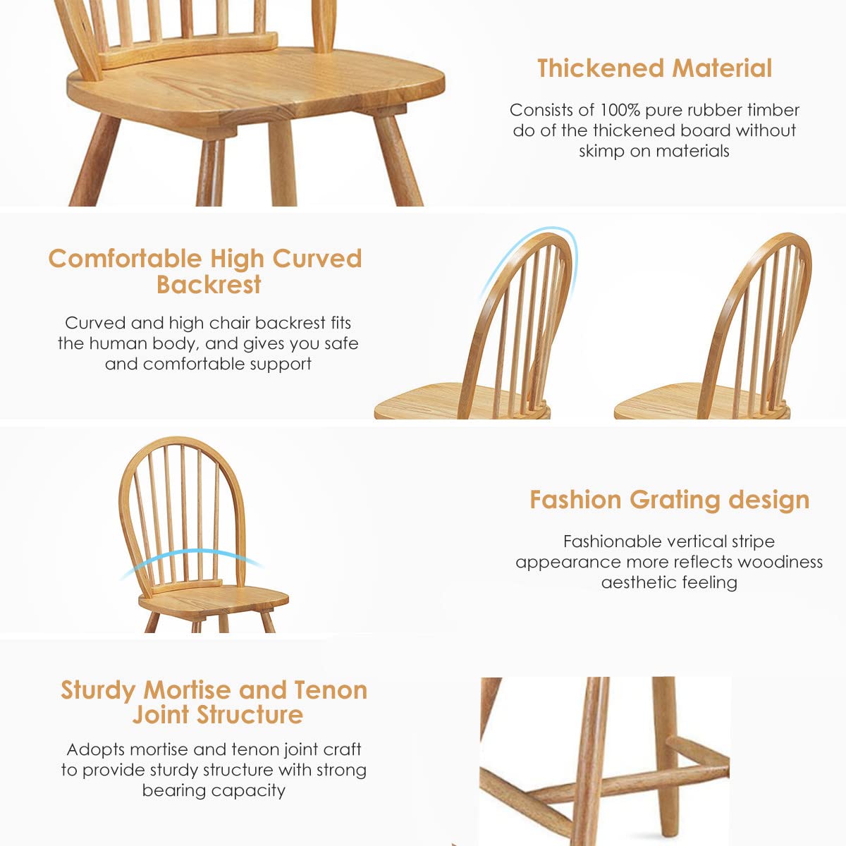 GiantexUK Set of 2/4 Wooden Chairs High Back Dining Chair Set