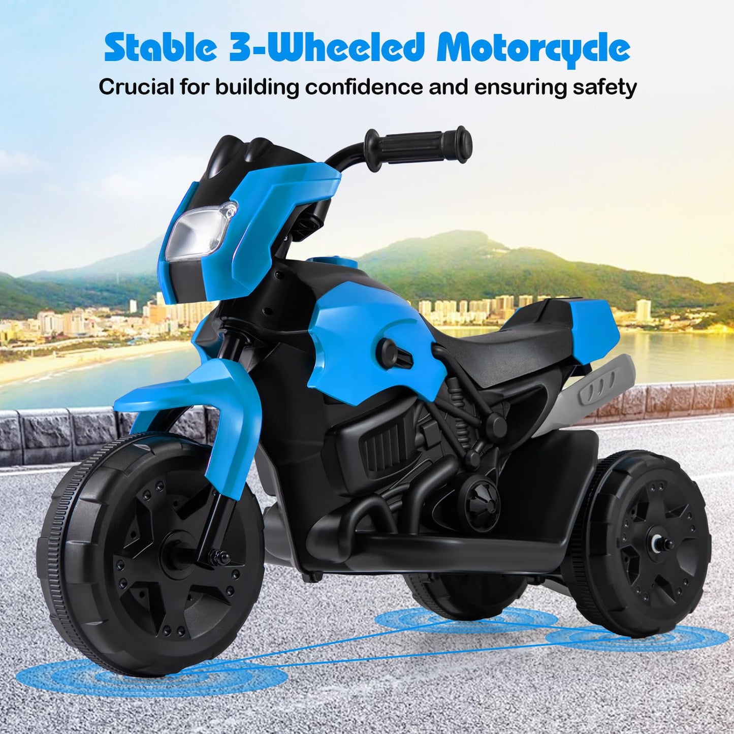 6V Kids 3-Wheel Ride on Motorbike with LED Headlight for Boys Girls Aged 37-72 Months