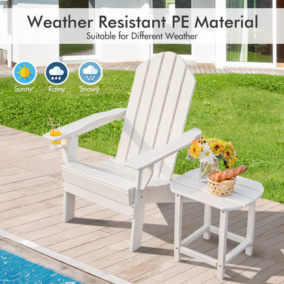 Weather Resistant Folding Adirondack Chair with Built-in Cup Holder