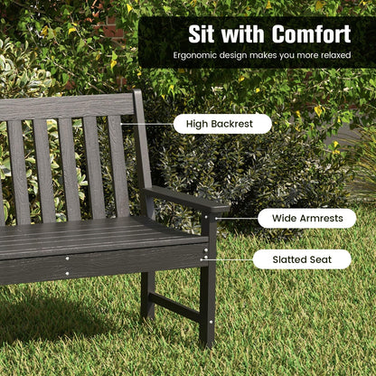 2-Seater All-Weather HDPE Patio Loveseat Park Bench Chair