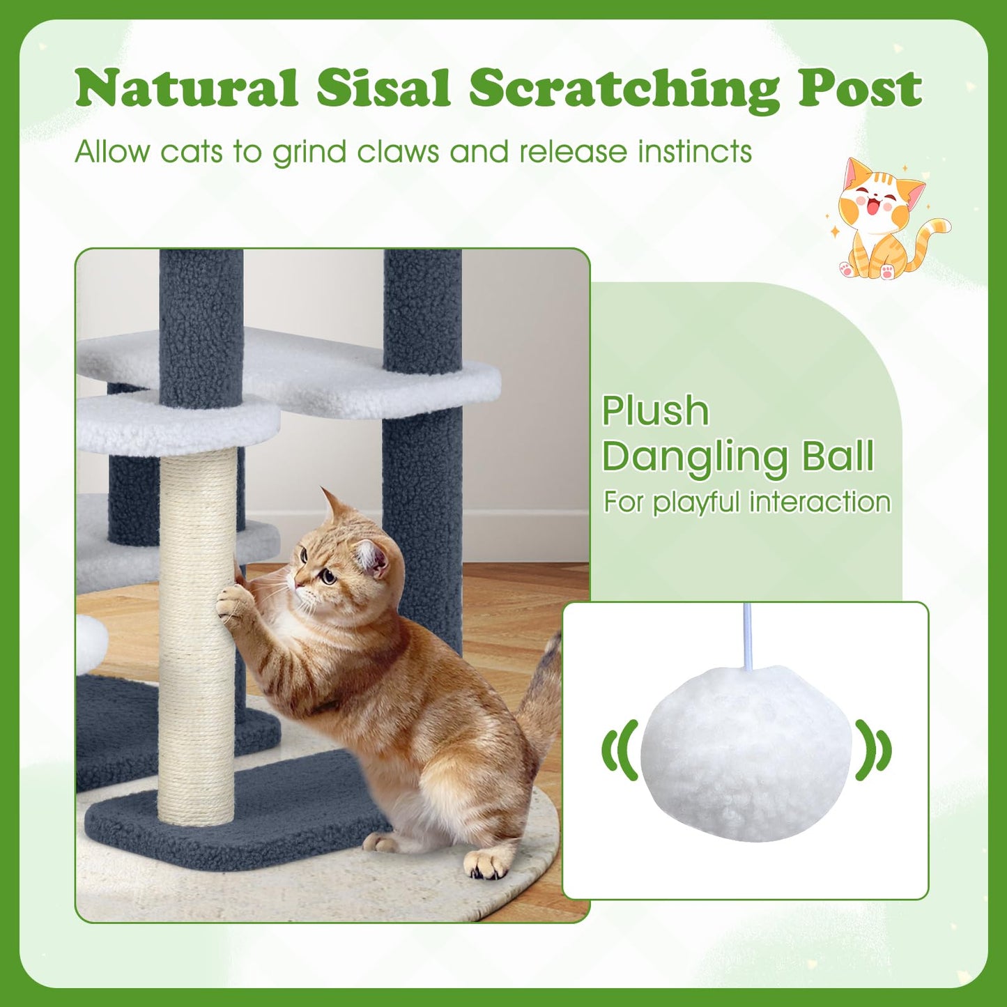 Cat Stairs, 2-in-1 Cat Tree Tower Pet Steps with Sisal Scratching Posts
