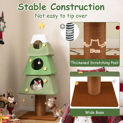 160cm Cute Cat Tower with 3 Condos and Sisal Scratching Post