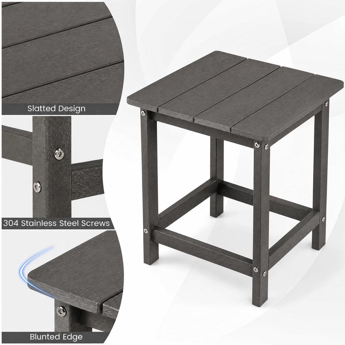 Outdoor Weather-Resistant HDPE Side Table for Patio and Garden
