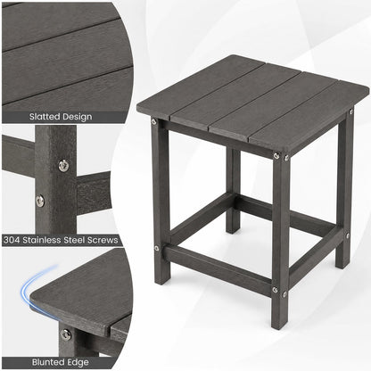 Outdoor Weather-Resistant HDPE Side Table for Patio and Garden