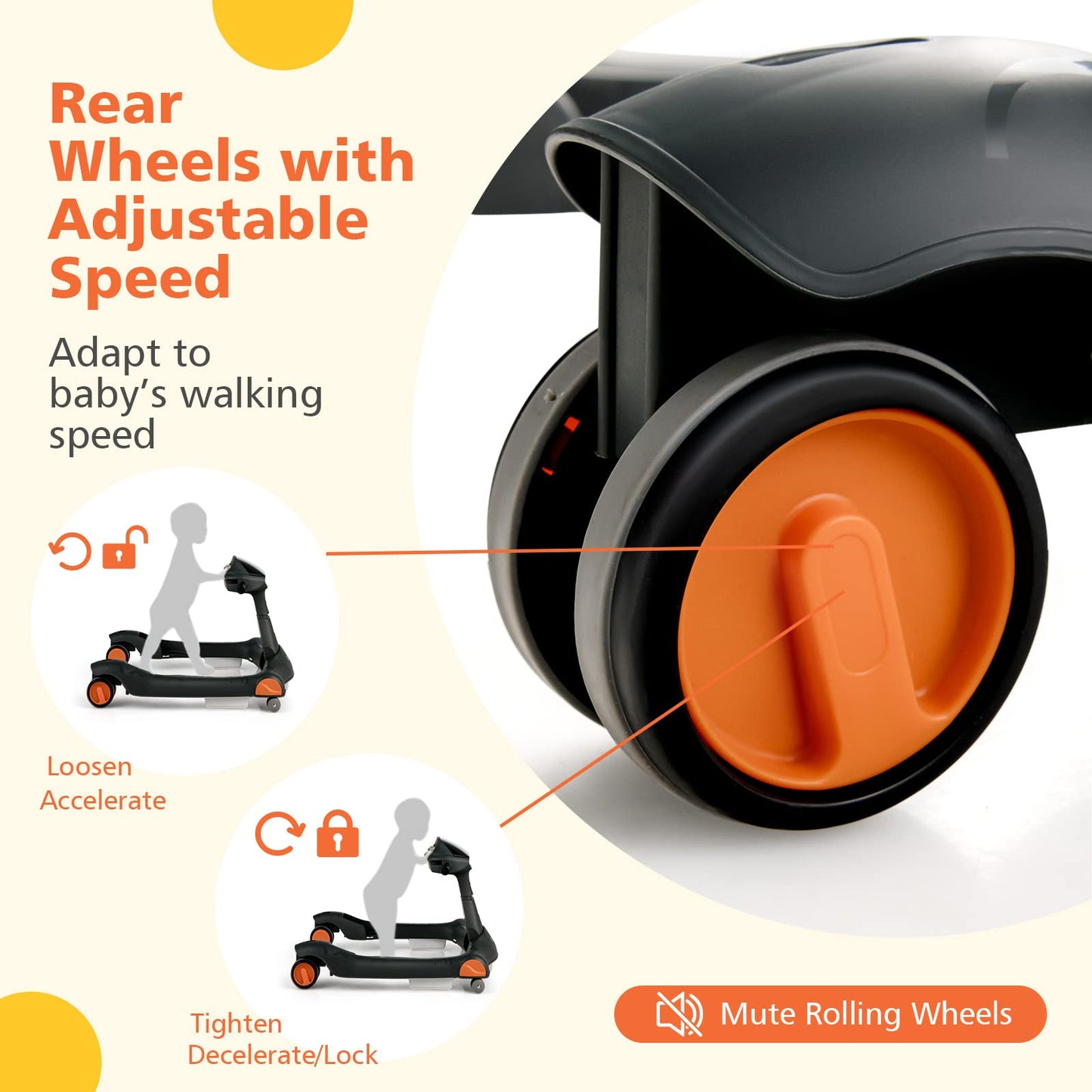 2 in 1 Foldable Toddler Push Along Walker with Music