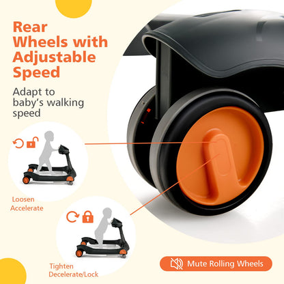 2 in 1 Foldable Toddler Push Along Walker with Music