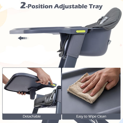 Baby High Chair, 3-in-1 Toddler Highchair with Adjustable Tray