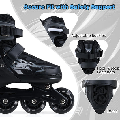 Kids Inline Skates for Boys & Girls, 4 Sizes Adjustable Blades Roller Skates