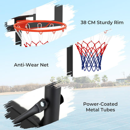 Portable Kids Basketball Hoop Outdoor with Shatterproof PC Backboard and Wheels