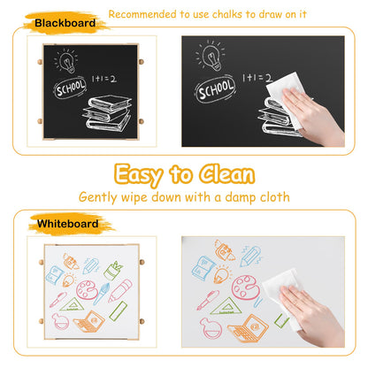 Kids Table and Chairs 4 in 1 Wooden Activity Desk Set (Robot Shape)