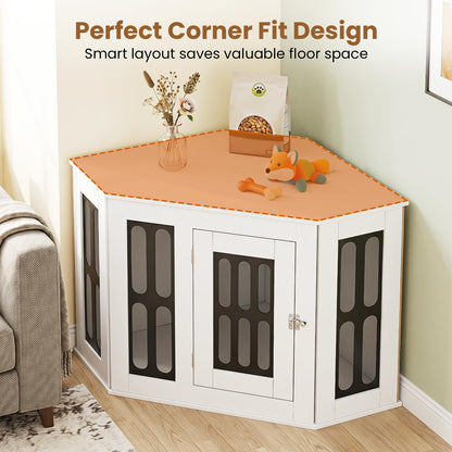 Corner Dog Crate Furniture Metal Side Table for Small Dogs