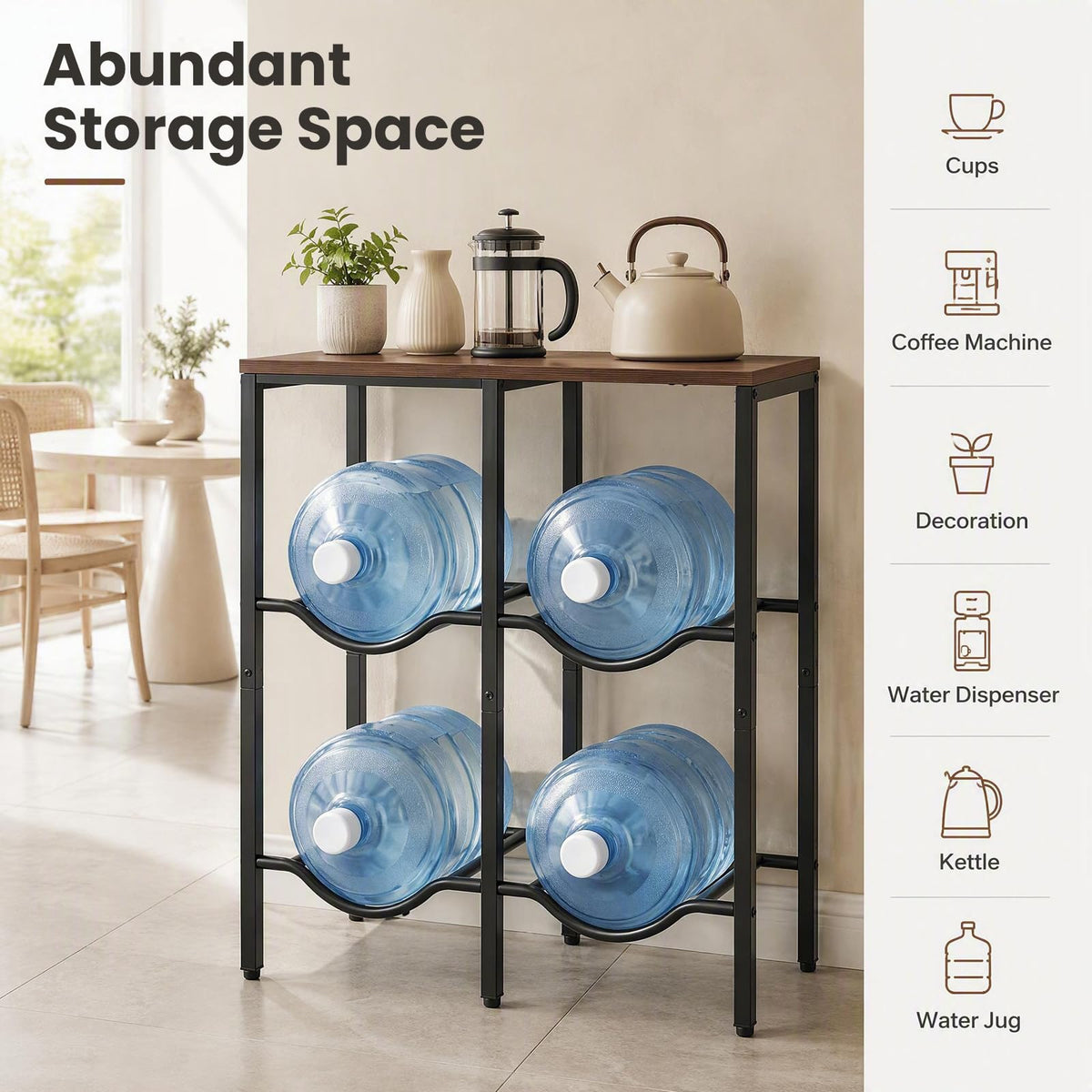 GiantexUK 4-Tray Water Jug Holder, 2-Tier Water Bottle Rack