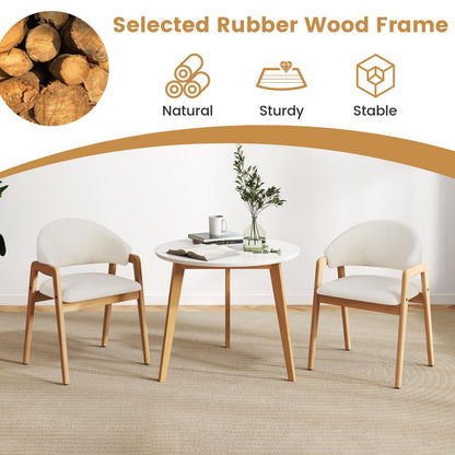 Dining Chairs Set of 2, Sherpa Fabric Upholstered Kitchen Chairs with Rubber Wood Frame