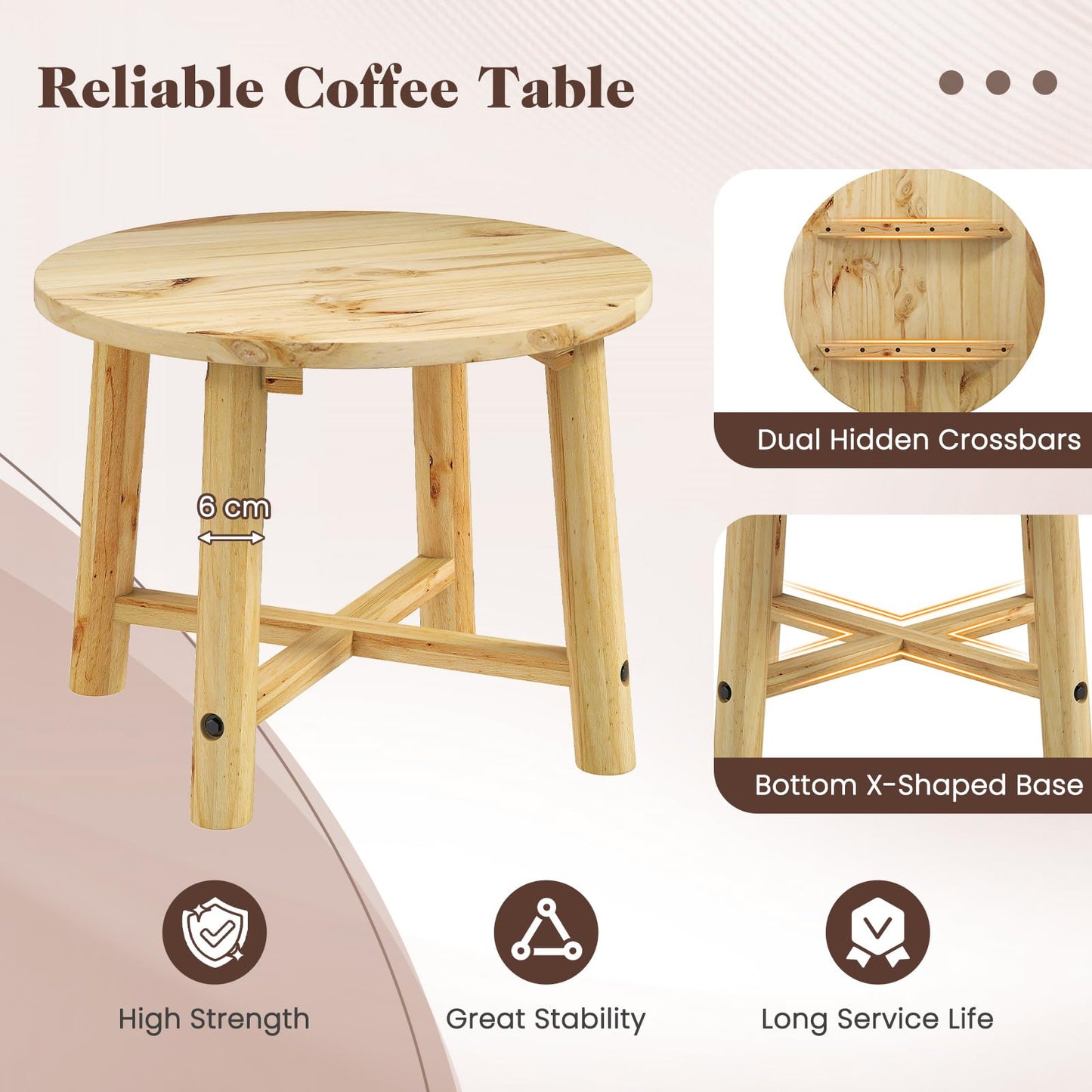 Solid Wood Small Round Outdoor Coffee Table