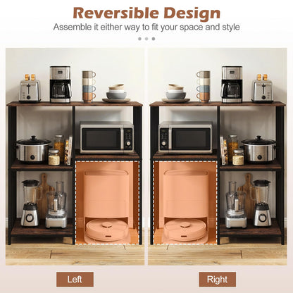 Kitchen Baker's Rack Industrial Coffee Bar Table with Shelves