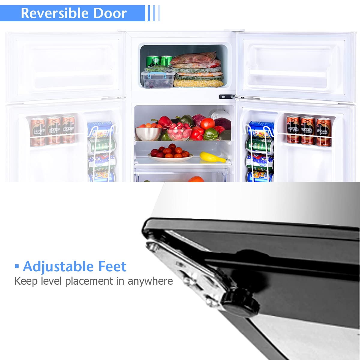 90L Freestanding Undercounter Refrigerator with 2 Reversible Door