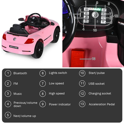 12V Volkswagen Beetle Electric Kids Ride On Car with Remote Control