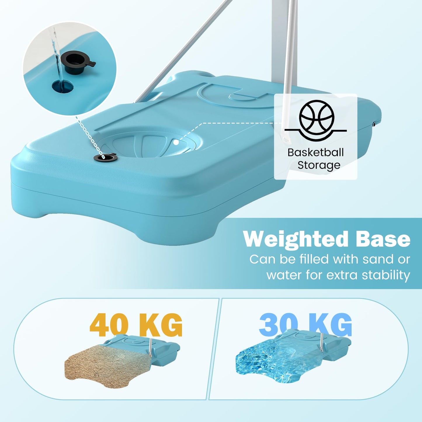 Pool Basketball Hoop Poolside Basketball Goal with 83 cm Shatterproof Backboard