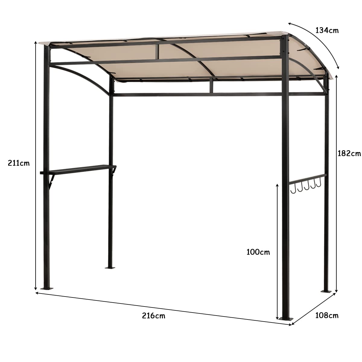 Outdoor Grill Gazebo with Serving Shelf and Storage Hooks