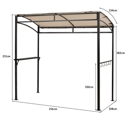 Outdoor Grill Gazebo with Serving Shelf and Storage Hooks